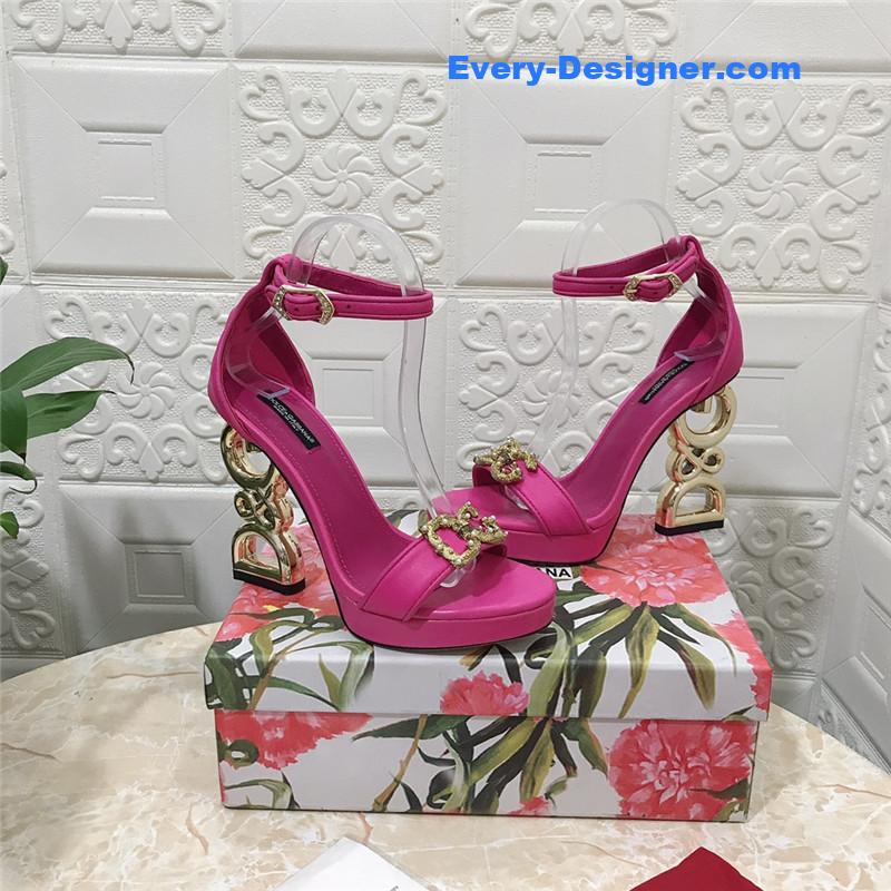 Dolce & Gabbana Baroque DG 105mm Fuchsia Leather Sandals