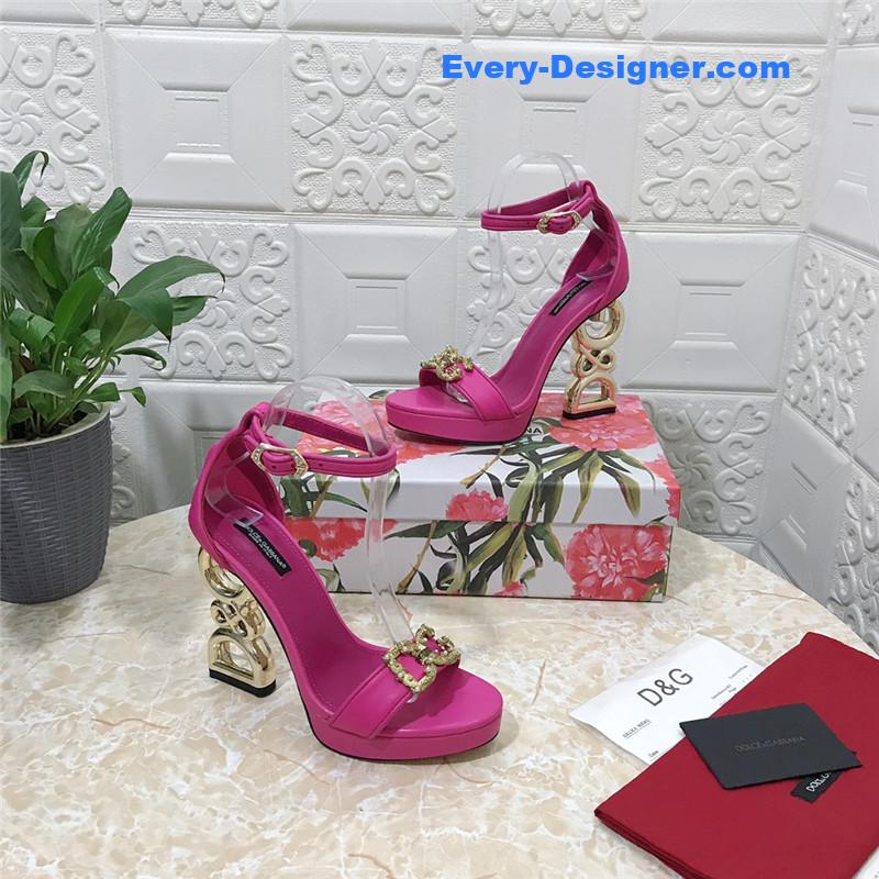 Dolce & Gabbana Baroque DG 105mm Fuchsia Leather Sandals