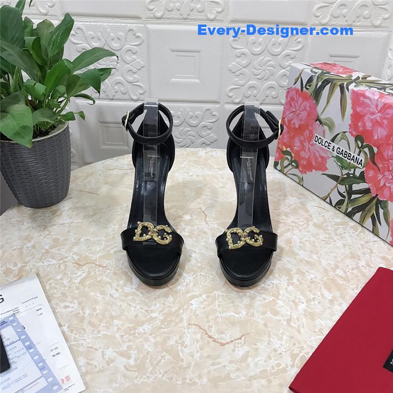 Dolce & Gabbana d&g platform DG big gold buckle heel sandals