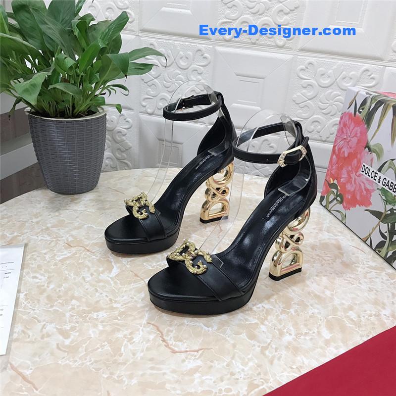 Dolce & Gabbana d&g platform DG big gold buckle heel sandals