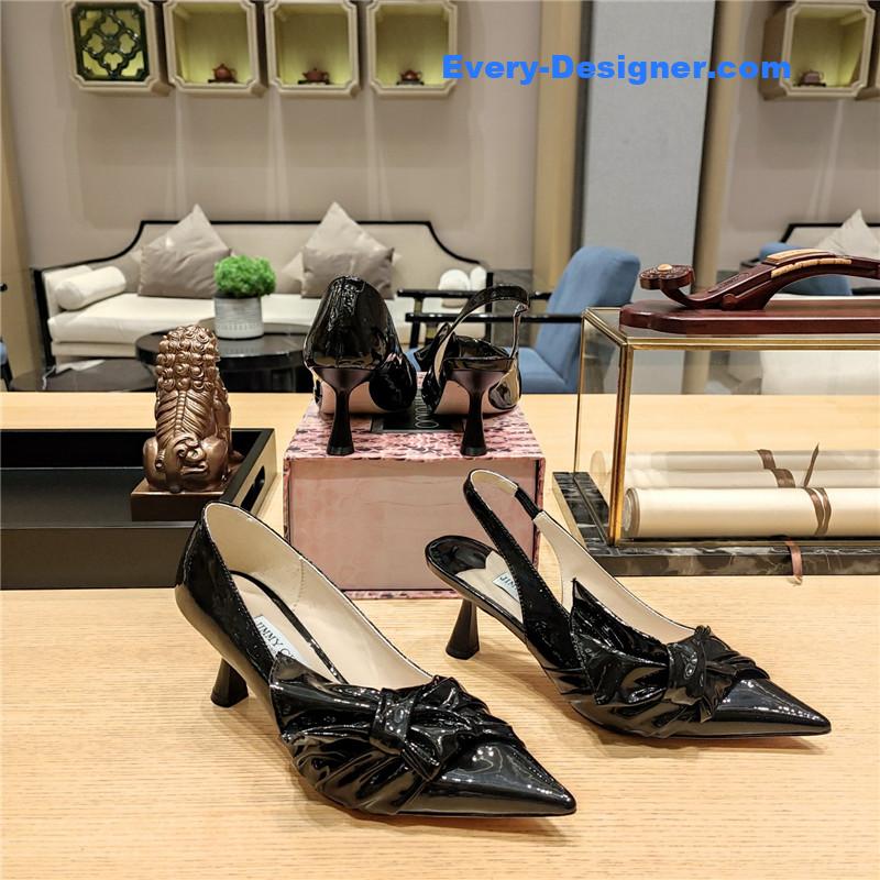 J1m*y Ch00 ruffled knot wrinkled sandals