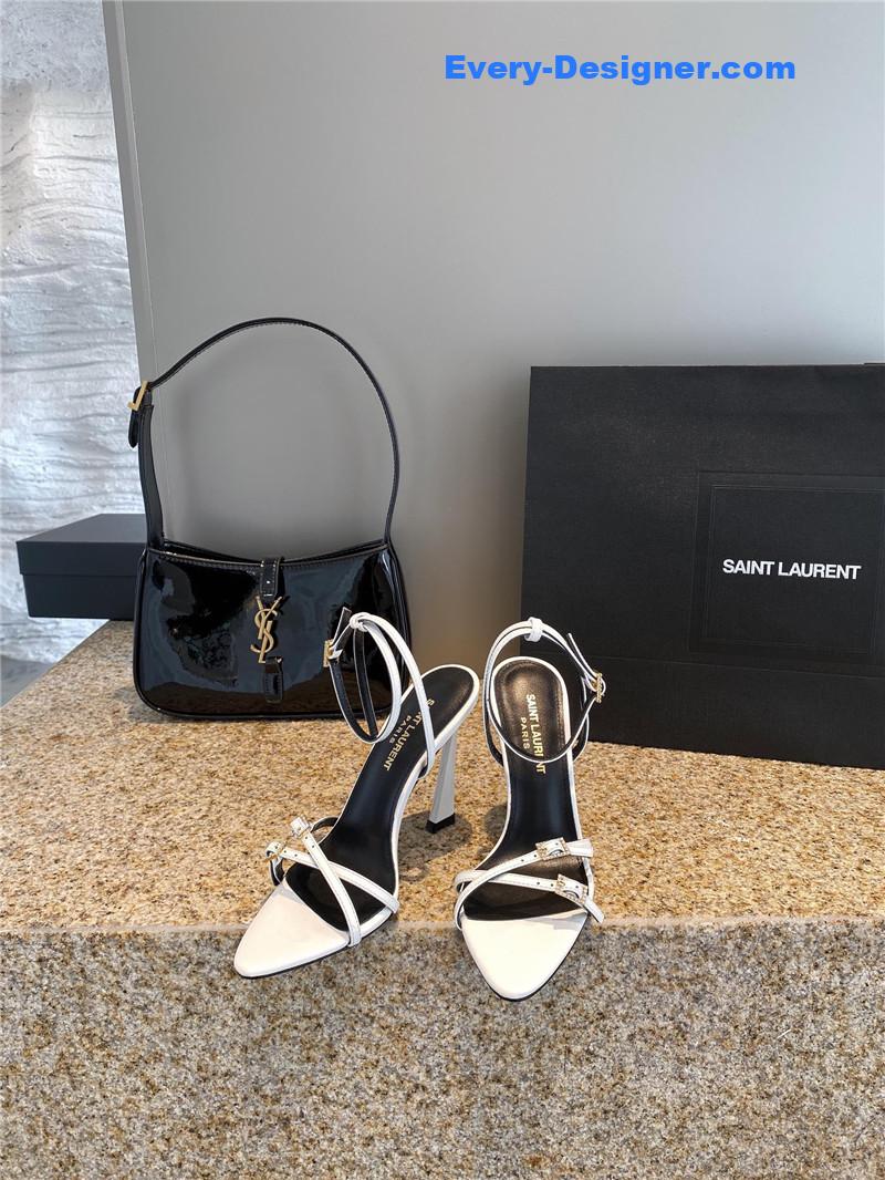 YSL new rhinestone buckle high-heeled sandals