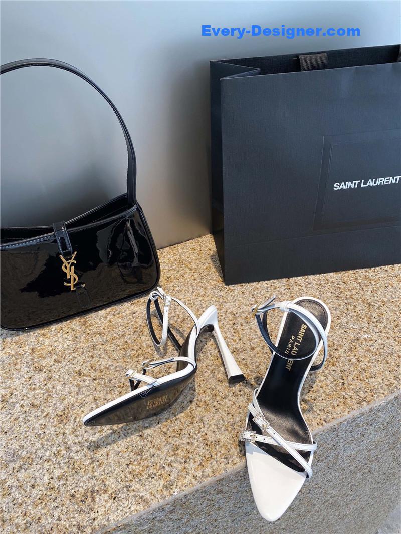 YSL new rhinestone buckle high-heeled sandals