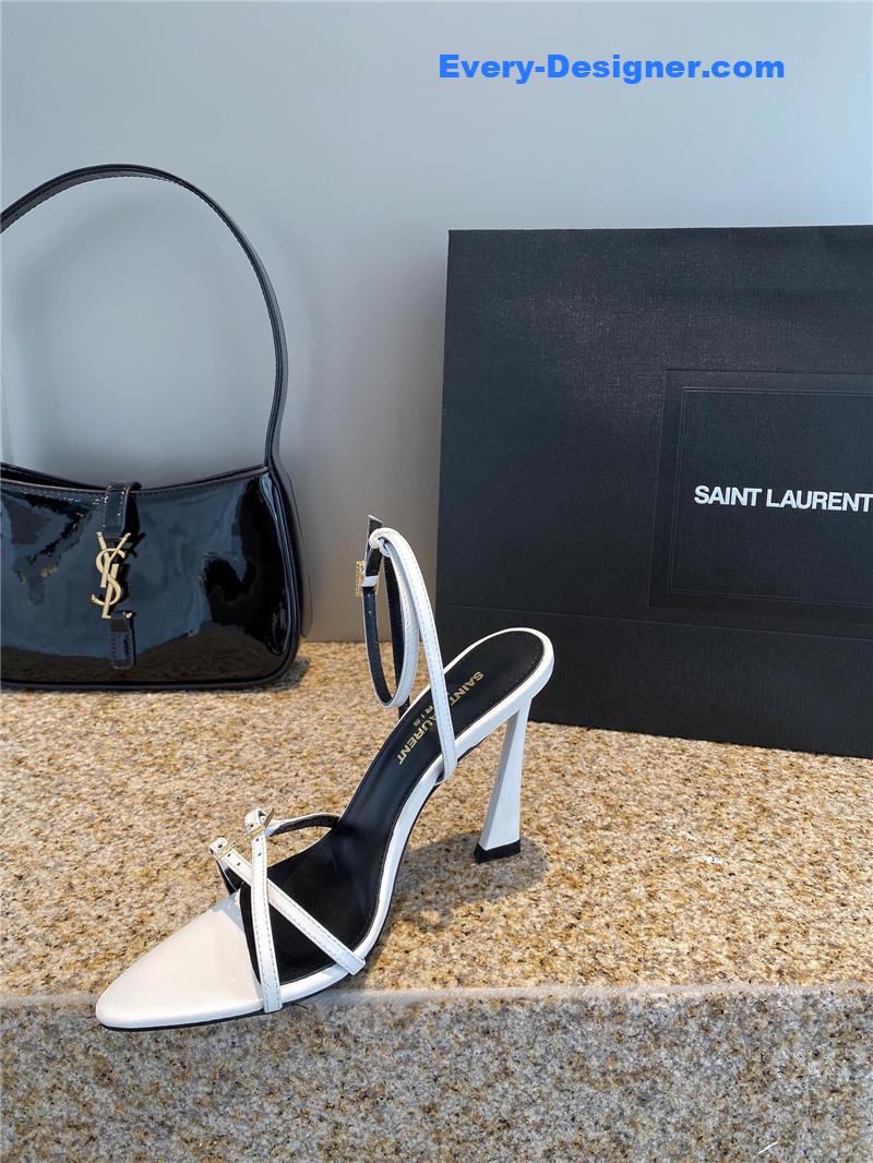YSL new rhinestone buckle high-heeled sandals