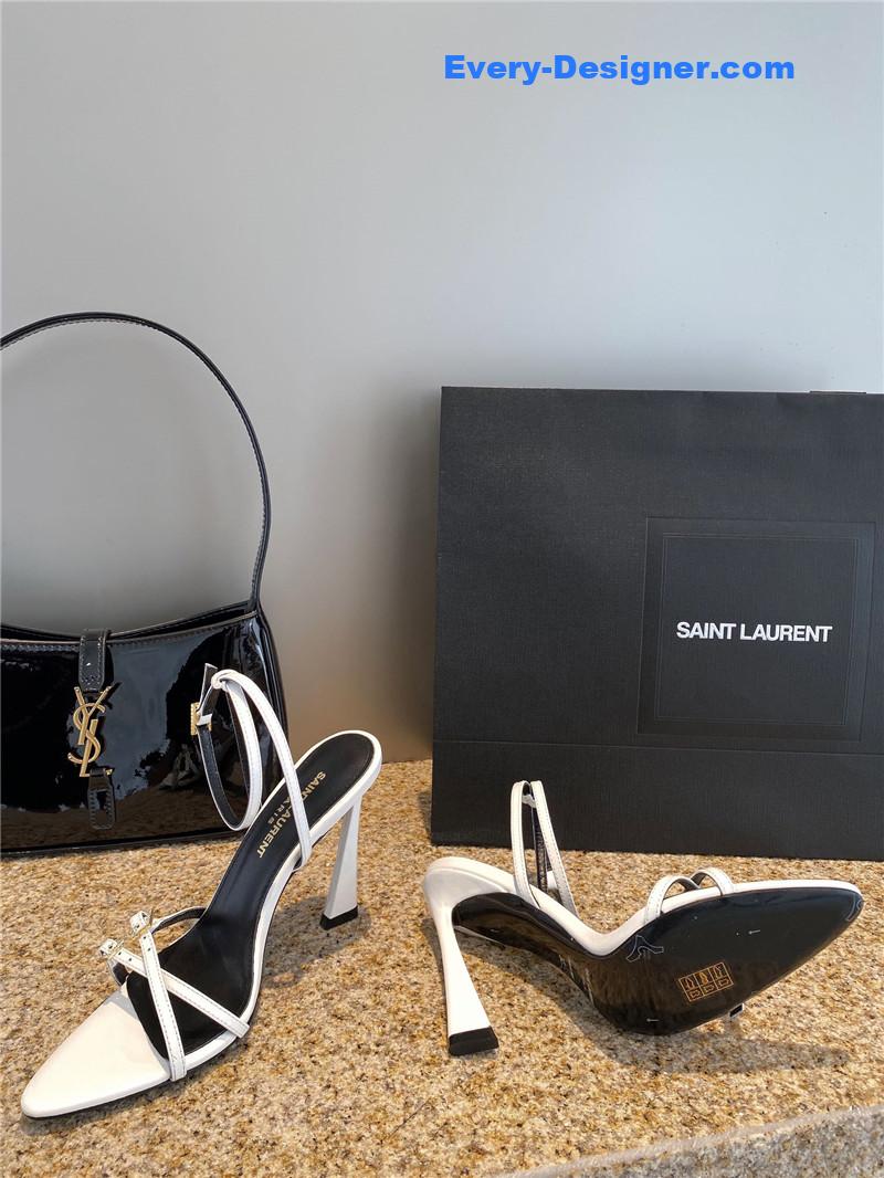 YSL new rhinestone buckle high-heeled sandals