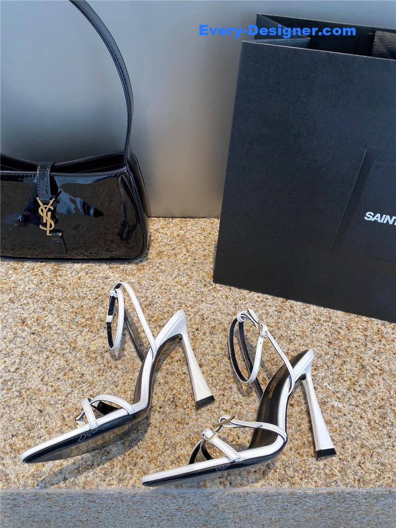 YSL new rhinestone buckle high-heeled sandals