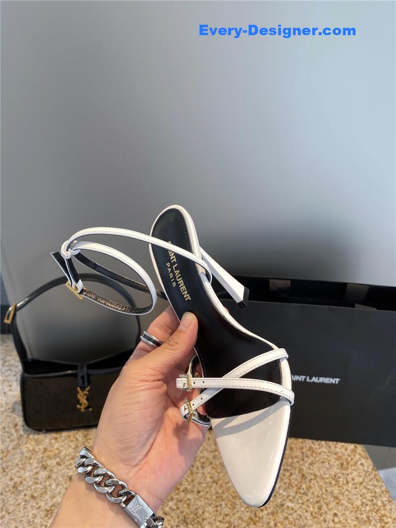 YSL new rhinestone buckle high-heeled sandals