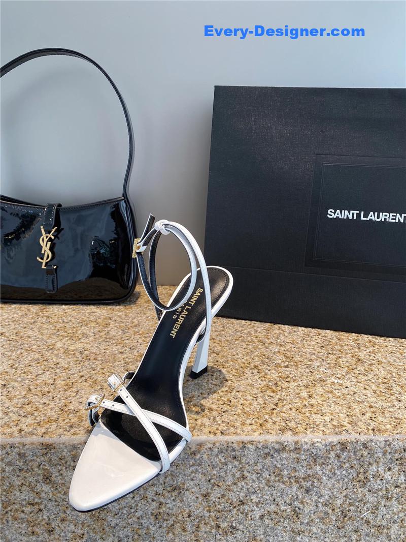 YSL new rhinestone buckle high-heeled sandals