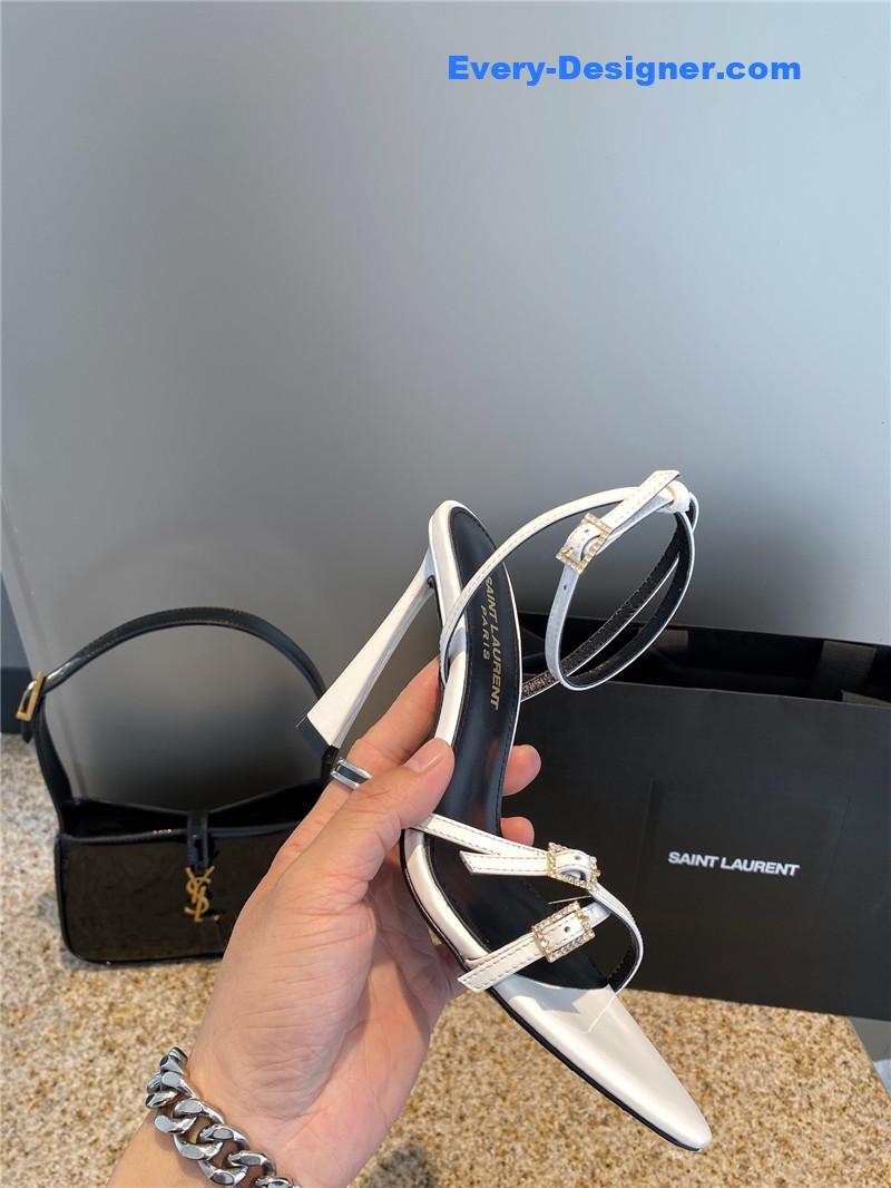 YSL new rhinestone buckle high-heeled sandals