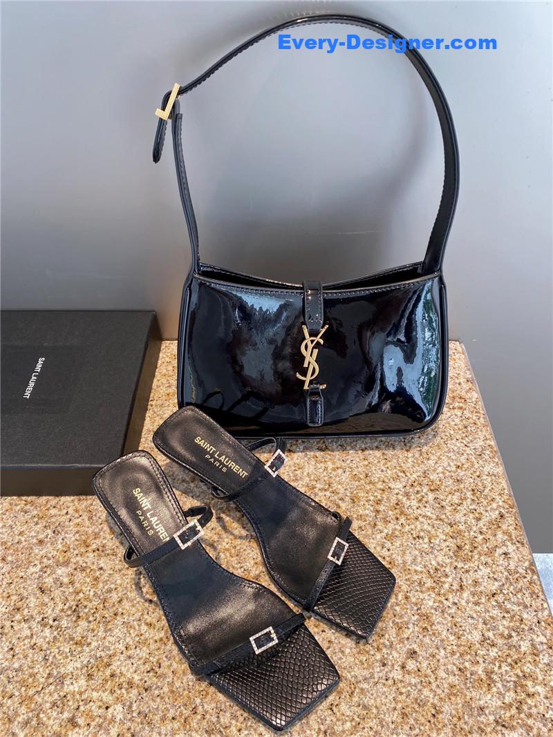 YSL new rhinestone buckle high-heeled sandals