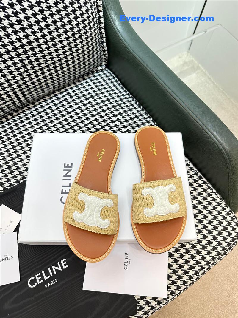 Ce1i*e british style flat micro logo sandals and slippers