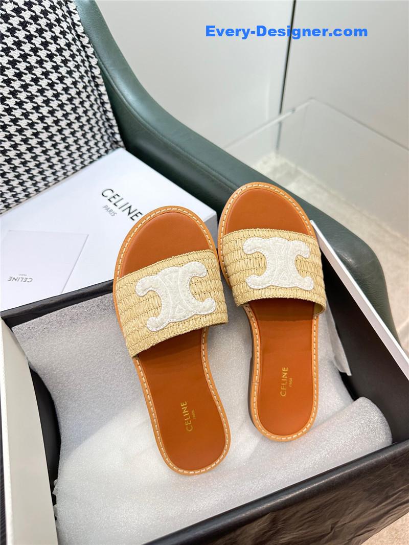Ce1i*e british style flat micro logo sandals and slippers
