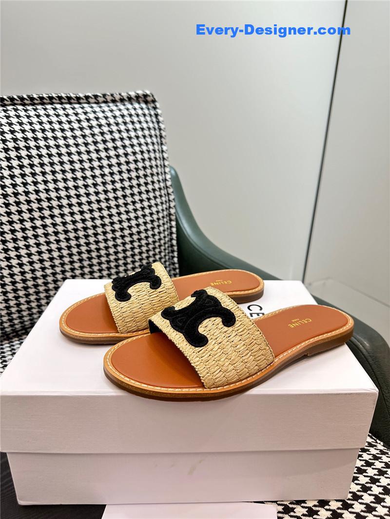 Ce1i*e british style flat micro logo sandals and slippers