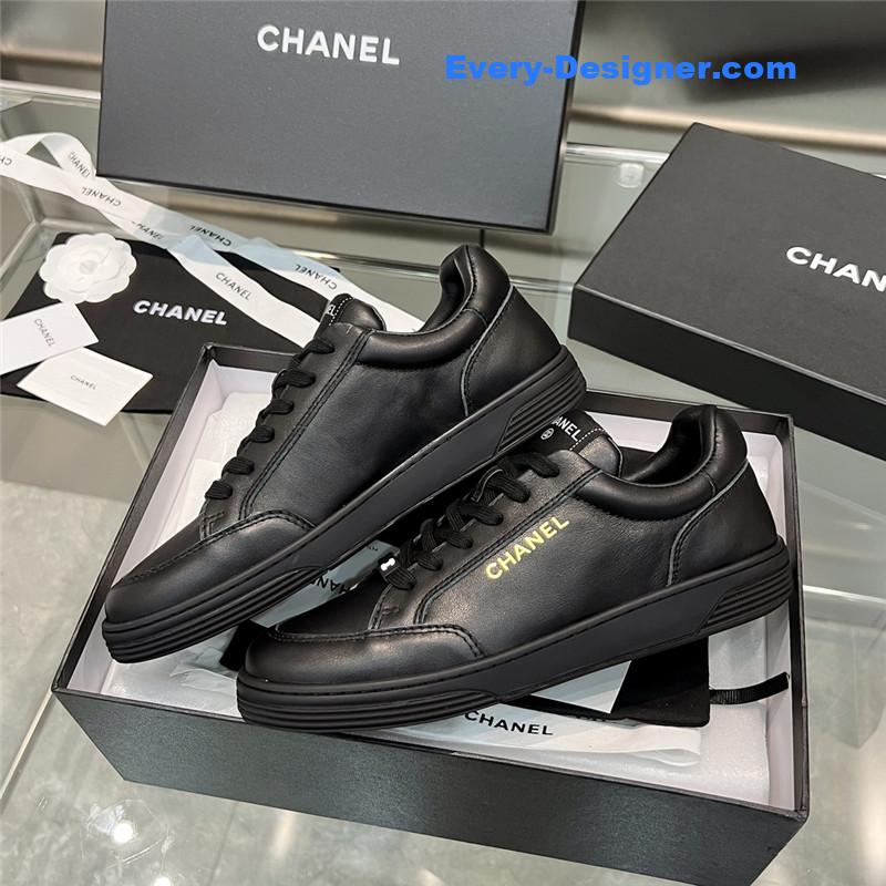 Ch**el new full leather panda color casual sneakers