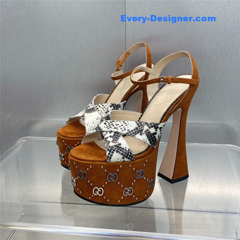 Gucci new high-heeled round toe candy-colored women’s shoes