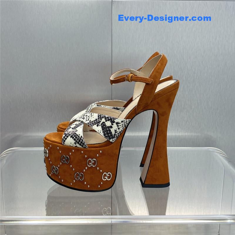 Gucci new high-heeled round toe candy-colored women’s shoes