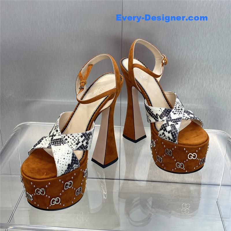 Gucci new high-heeled round toe candy-colored women’s shoes