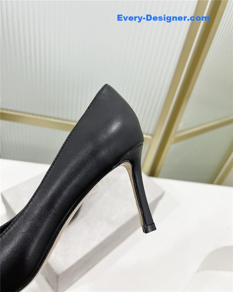 J1m*y Ch00 new logo print webbing square toe flat shoes