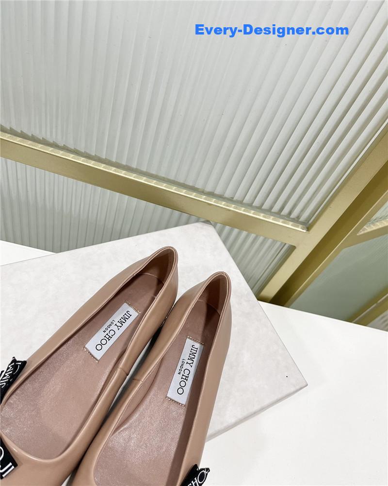 J1m*y Ch00 new logo print webbing square toe flat shoes