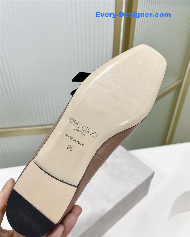 J1m*y Ch00 new logo print webbing square toe flat shoes