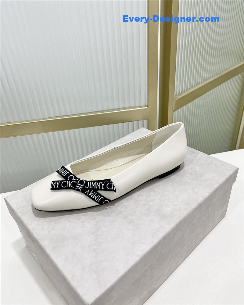 J1m*y Ch00 new logo print webbing square toe flat shoes