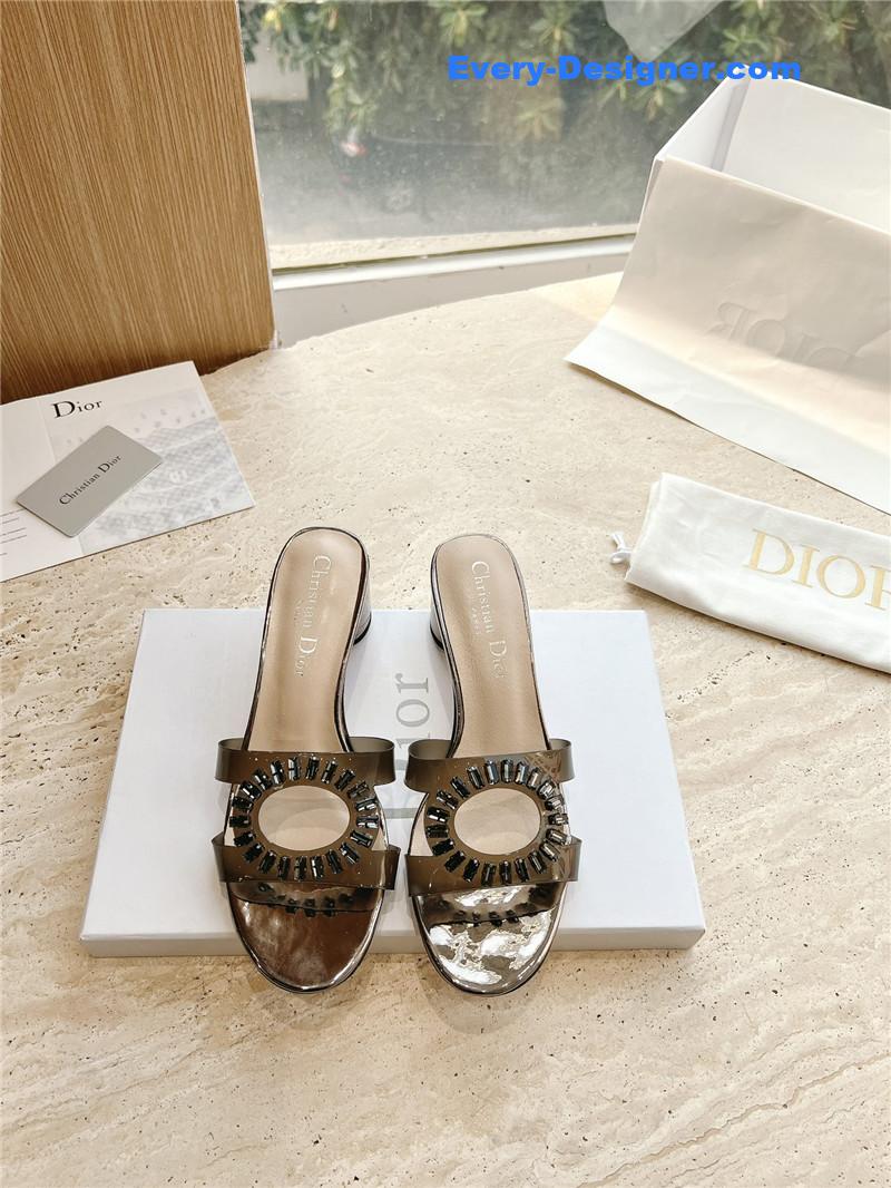dior summer new rhinestone sandals and slippers