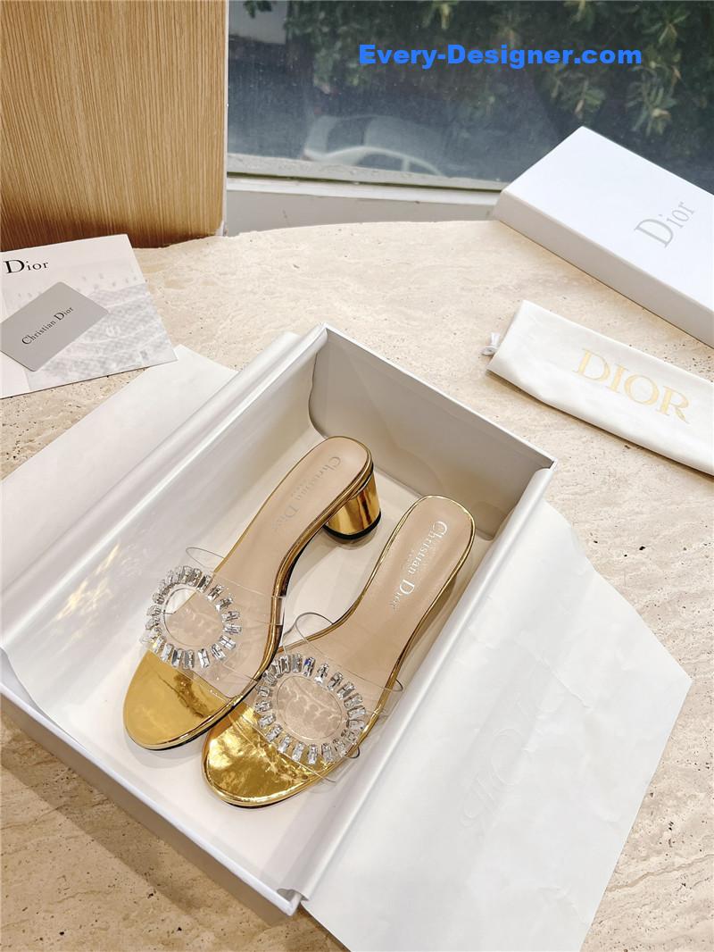 dior summer new rhinestone sandals and slippers
