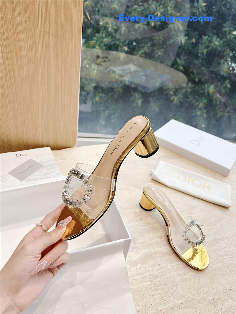 dior summer new rhinestone sandals and slippers