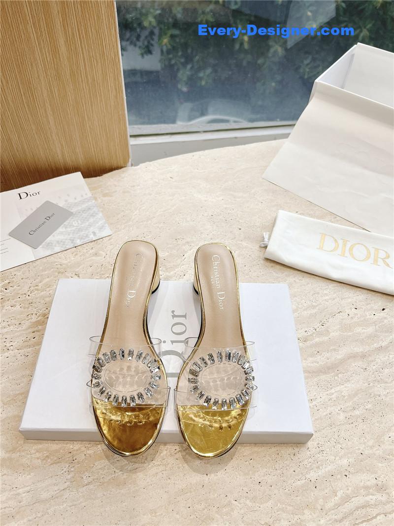 dior summer new rhinestone sandals and slippers