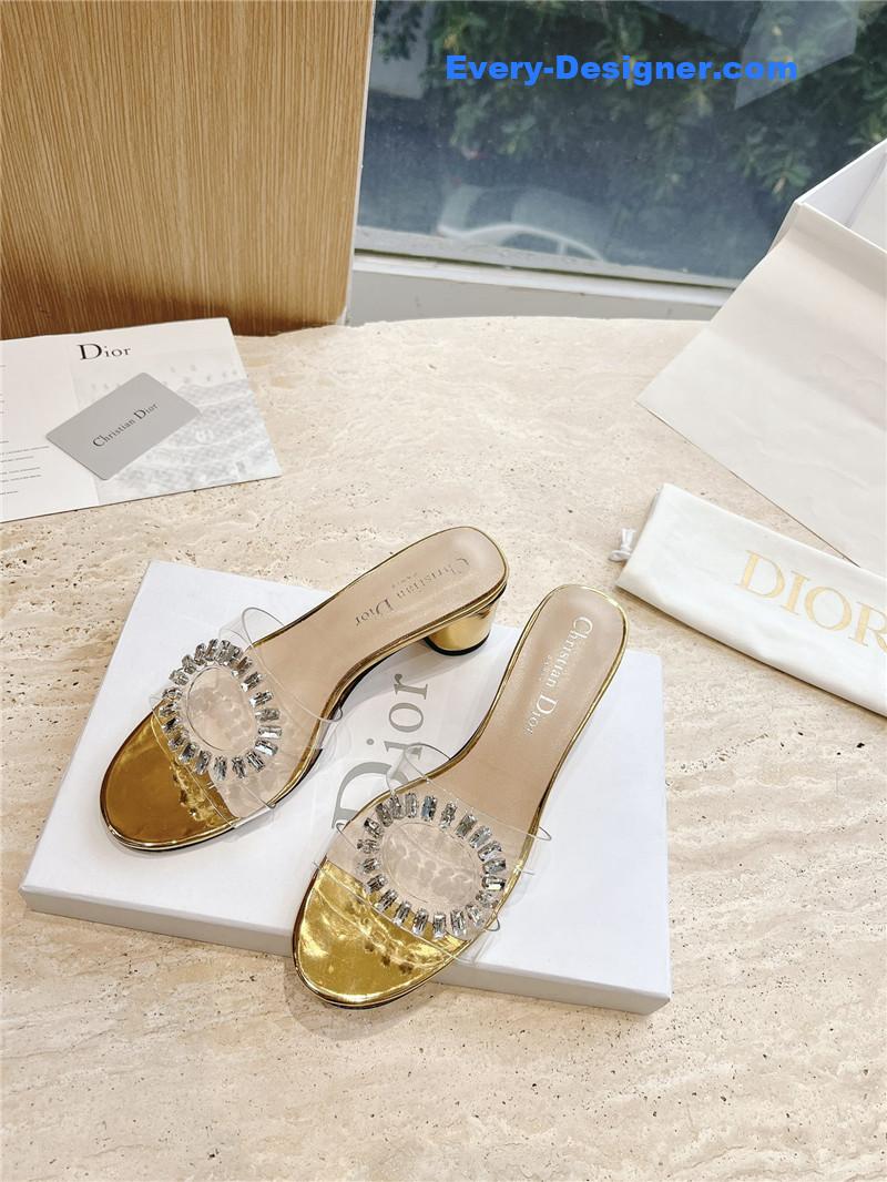 dior summer new rhinestone sandals and slippers
