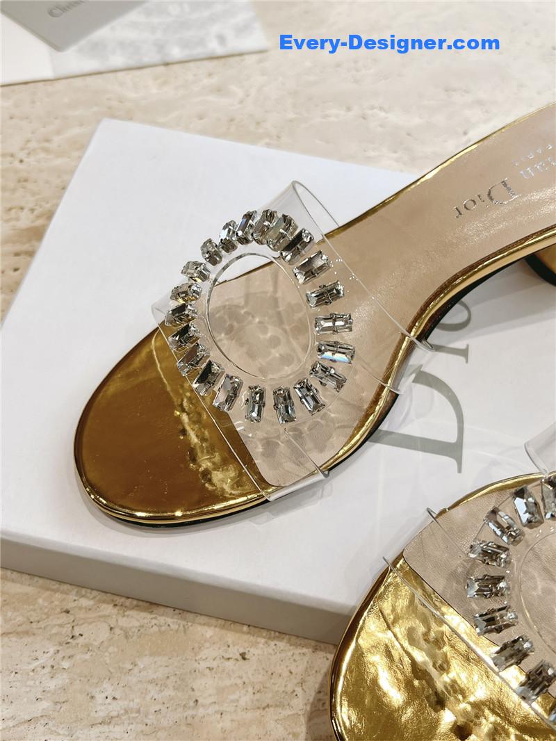dior summer new rhinestone sandals and slippers