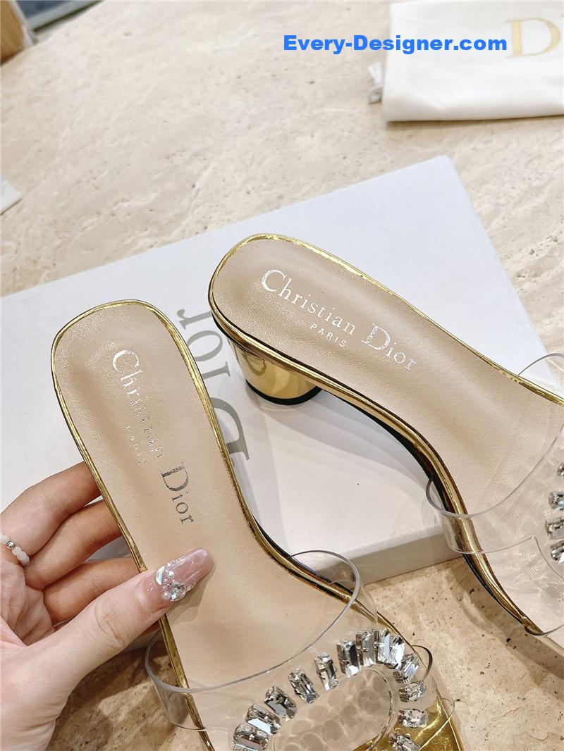 dior summer new rhinestone sandals and slippers