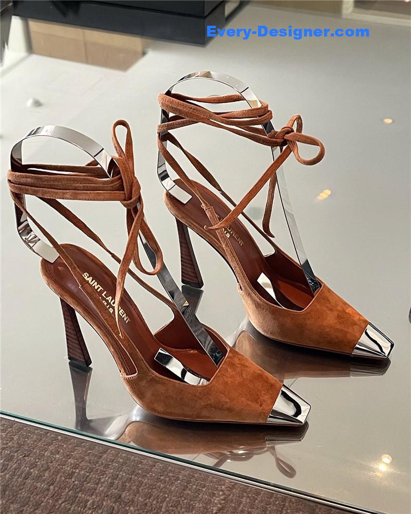 YSL suede strap temperament high heels