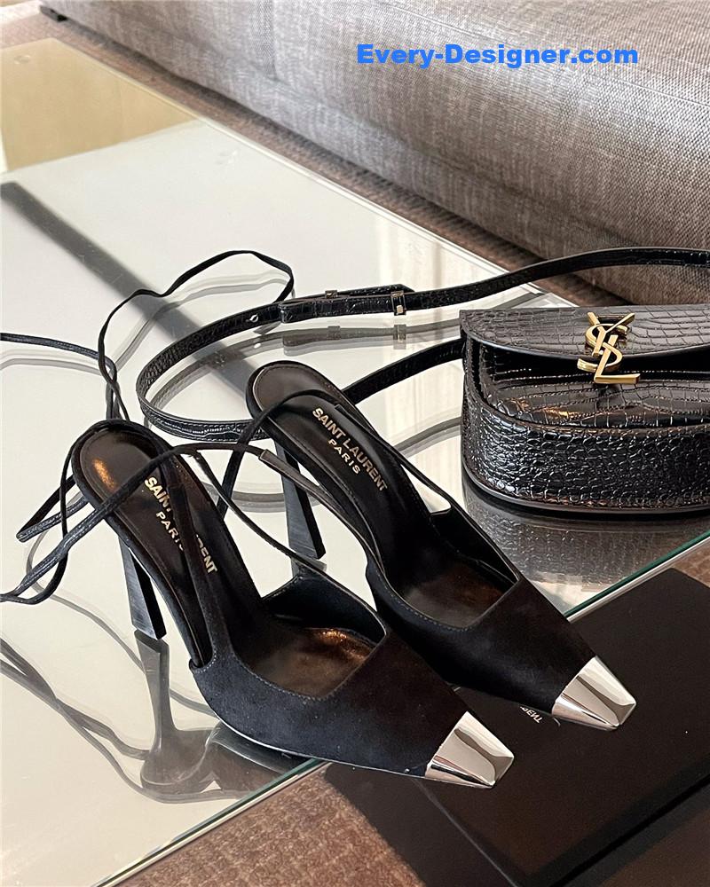YSL suede strap temperament high heels