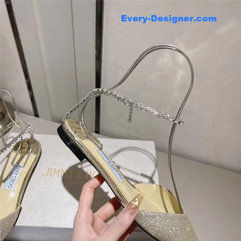 J1m*y Ch00 spring and summer crystal chain pumps