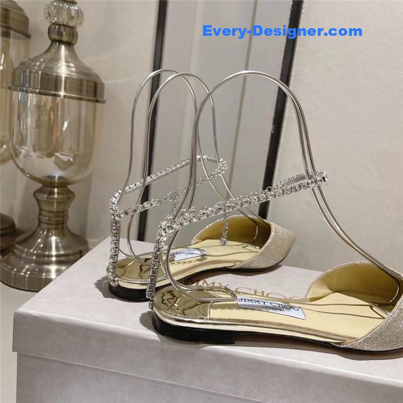 J1m*y Ch00 spring and summer crystal chain pumps