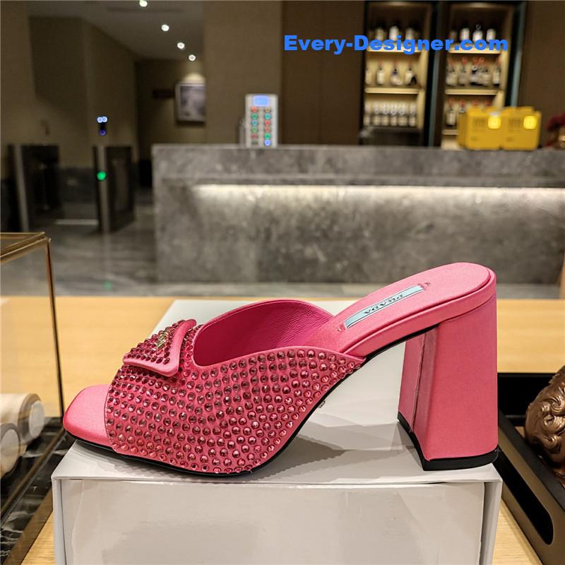 Pra*a block heel square toe sandals