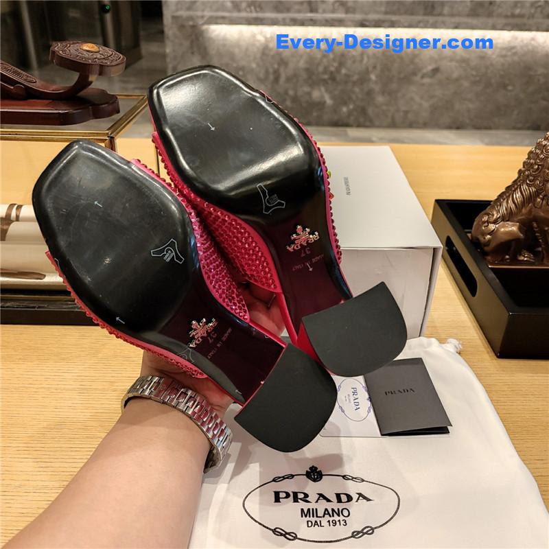 Pra*a block heel square toe sandals