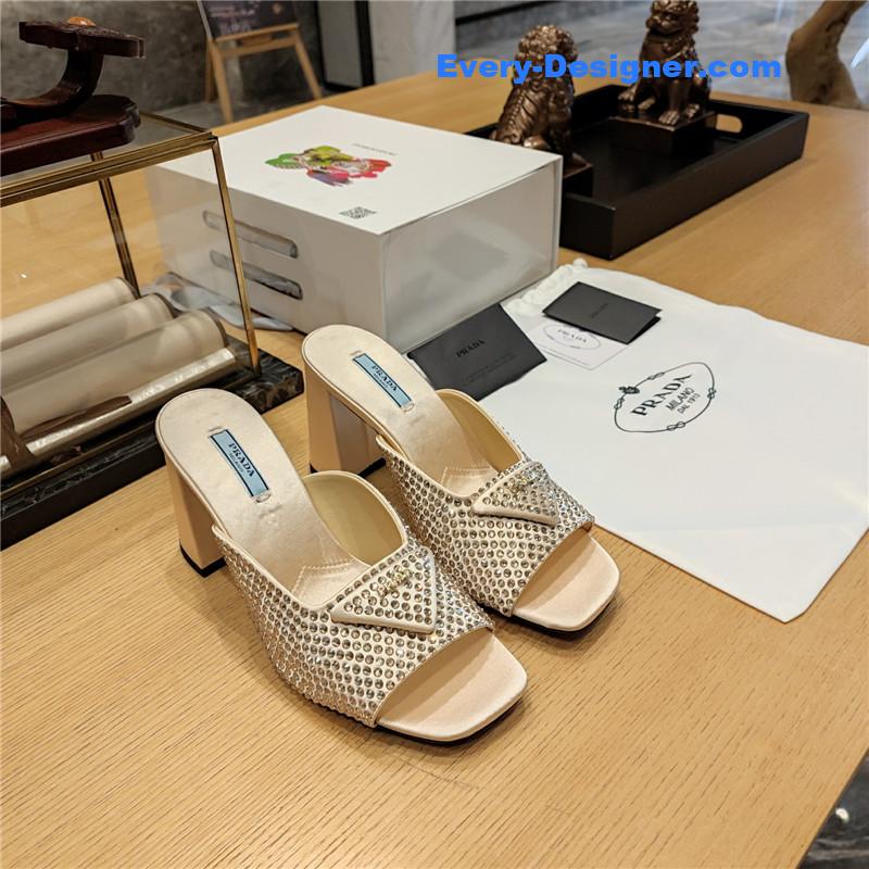 prada block heel square toe sandals