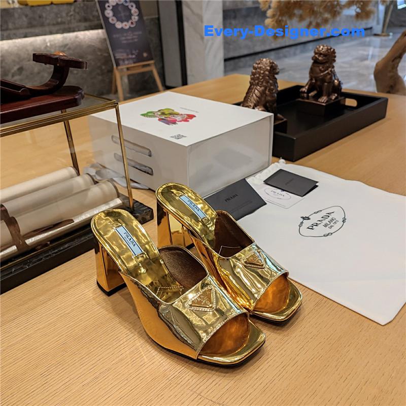 Pra*a block heel square toe sandals