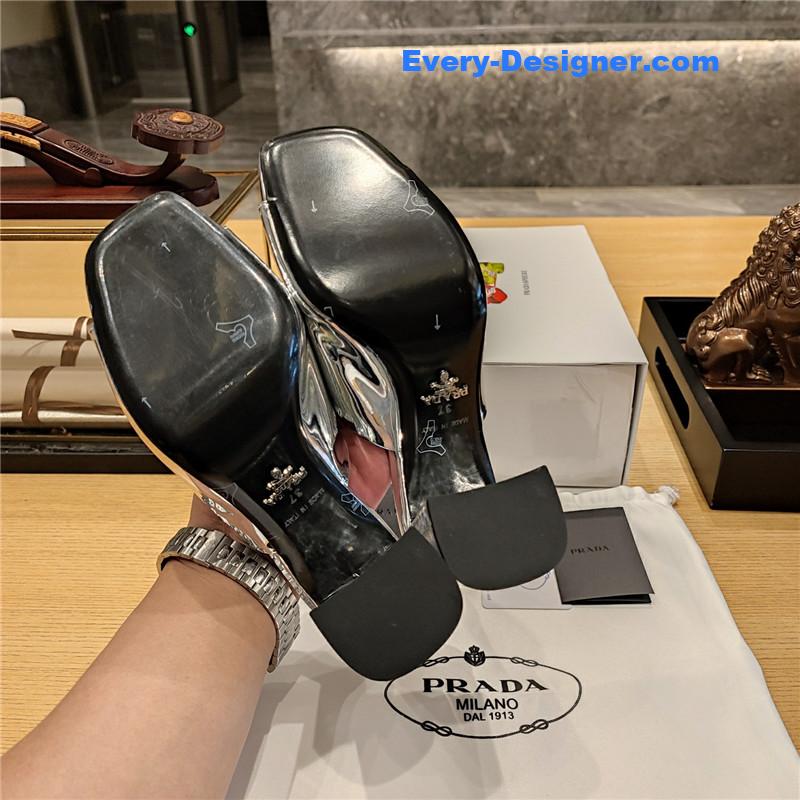 Pra*a block heel square toe sandals