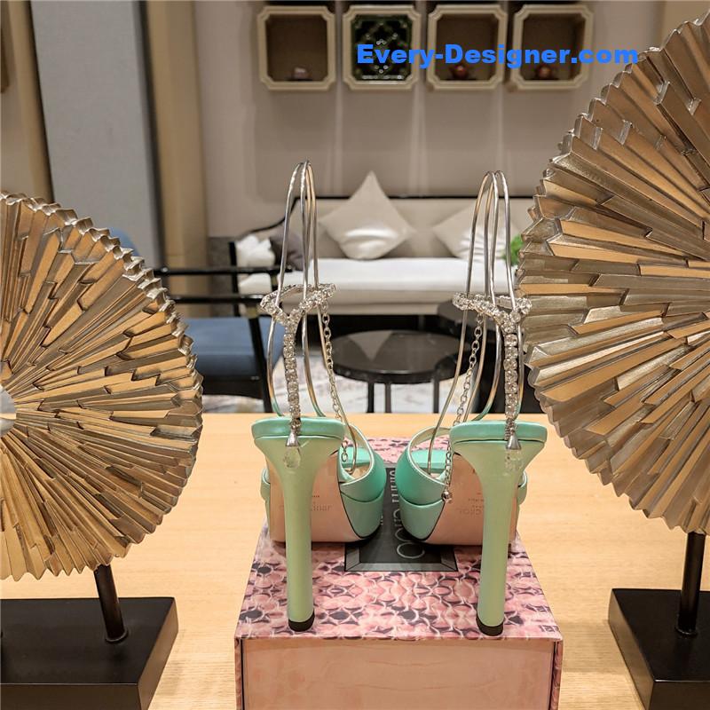 J1m*y Ch00 crystal chain heeled platform sandals