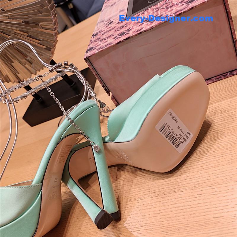 J1m*y Ch00 crystal chain heeled platform sandals