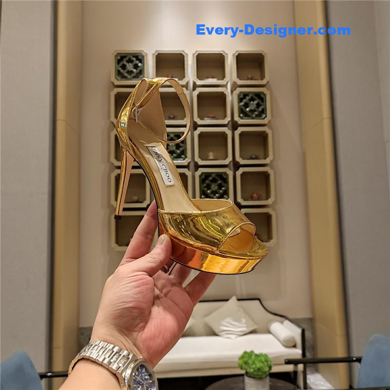 J1m*y Ch00 crystal chain heeled platform sandals