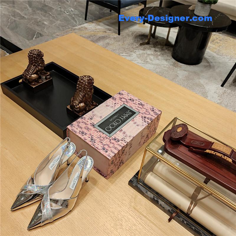 J1m*y Ch00 high-heeled hollow leather style pointed sandals