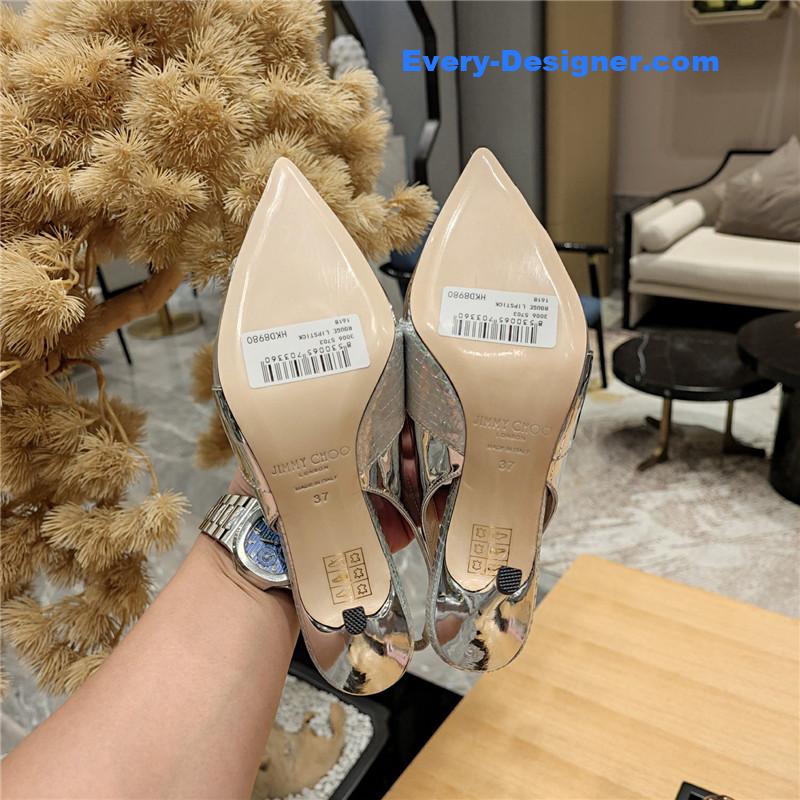 J1m*y Ch00 high-heeled hollow leather style pointed sandals