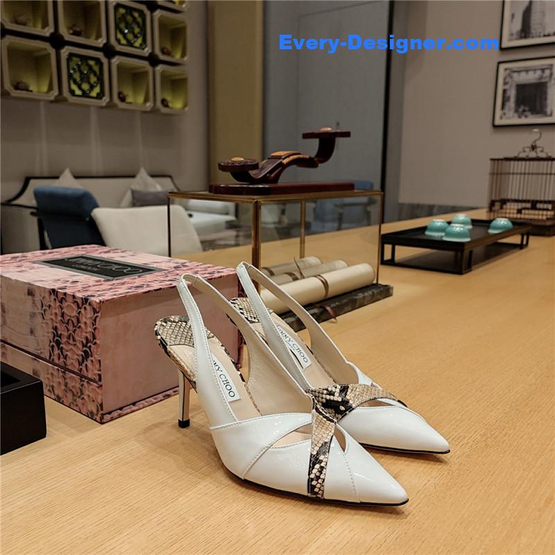 Jimmy Choo high-heeled hollow leather style pointed sandals