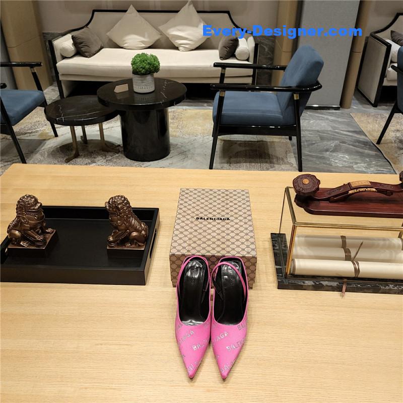 Ba1en*iaga pointed toe stiletto square tail mule sliders