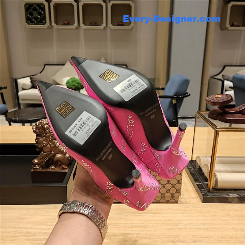 Ba1en*iaga pointed toe stiletto square tail mule sliders