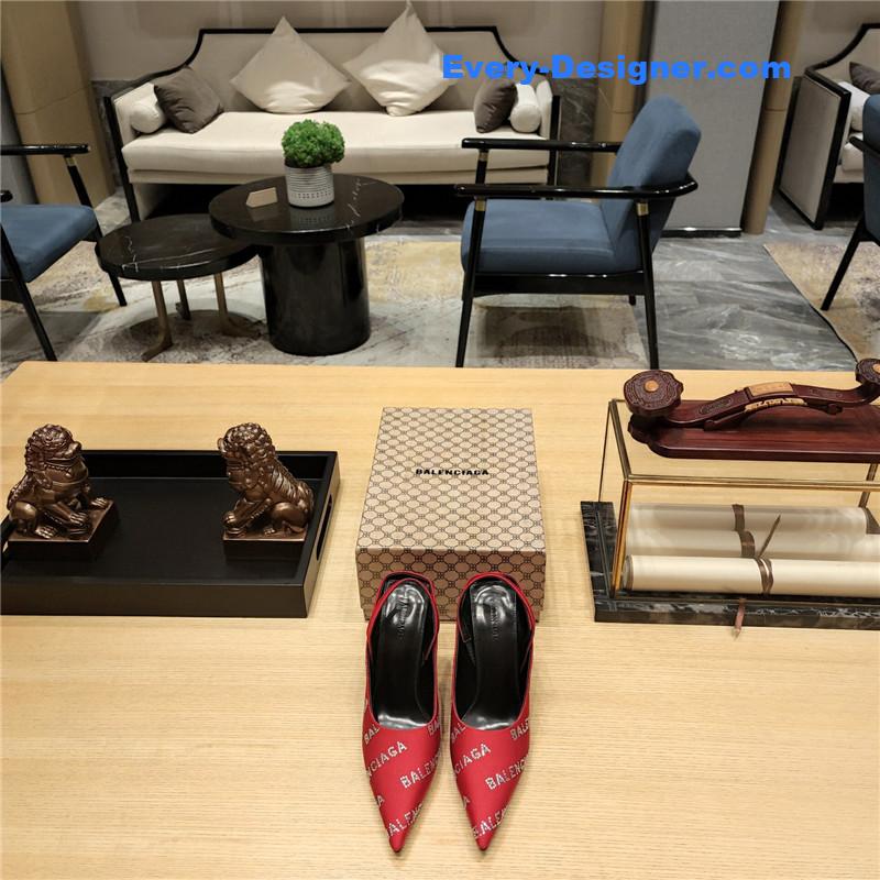 Ba1en*iaga pointed toe stiletto square tail mule sliders